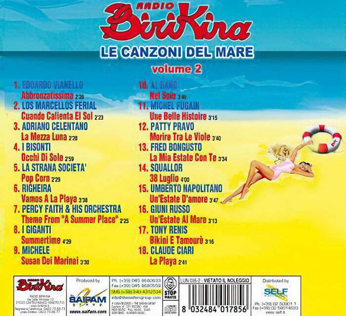 verso Copertina CD Le Canzoni del Mare volume 2 di Radio Birikina