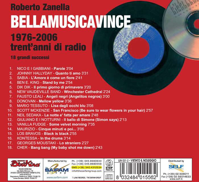 verso Copertina CD BellaMusicaVince Artisti Vari