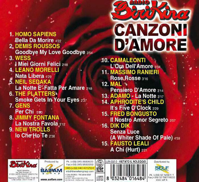 verso Copertina CD Canzoni d'Amore volume 1 di Radio Birikina