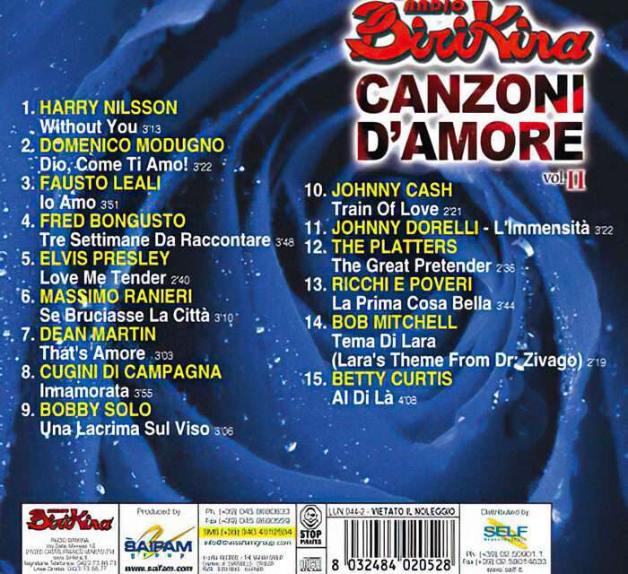 verso Copertina CD Canzoni d'Amore volume 2 di Radio Birikina