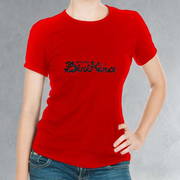 T-shirt - Radio Birikina Rossa Logo Nero Glitter