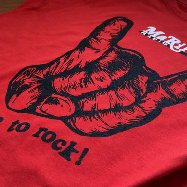 Dettaglio T-shirt Rossa Born to Rock