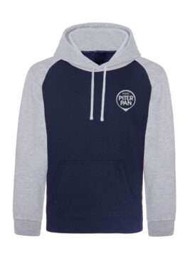 Felpa con cappuccio Blu Navy e Grigio Melange di Radio Piterpan