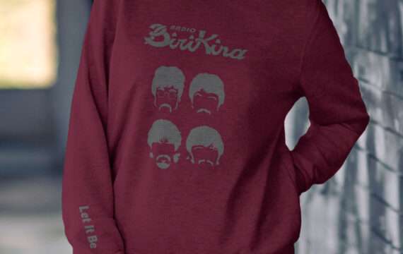 Felpa Bordeaux con sagoma Beatles e logo Radio Birikina