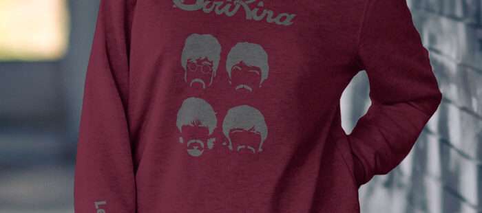 Felpa Bordeaux con sagoma Beatles e logo Radio Birikina