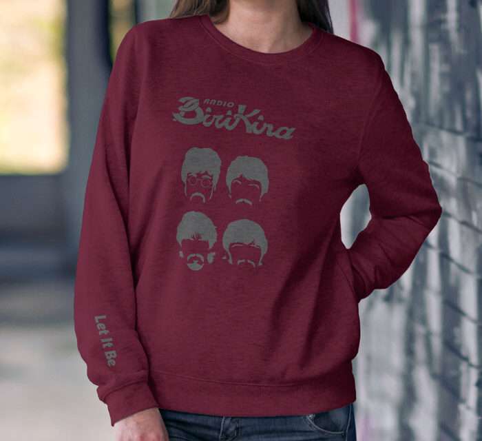 Felpa Bordeaux con sagoma Beatles e logo Radio Birikina