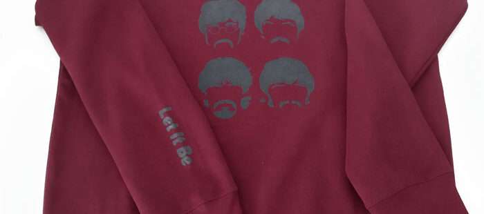 Felpa Bordeaux con sagoma Beatles e logo Radio Birikina