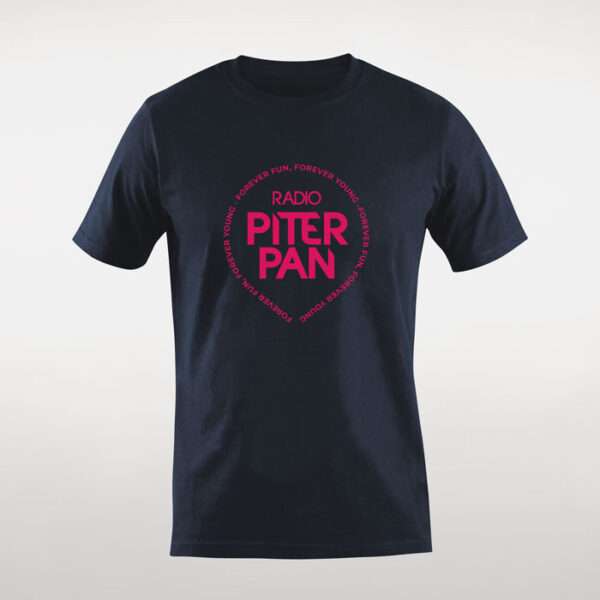 Radio Piterpan - T-shirt Blu Navy Stampa Fucsia