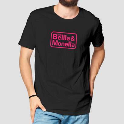 Radio Bellla & Monella - T-shirt nera con logo fucsia