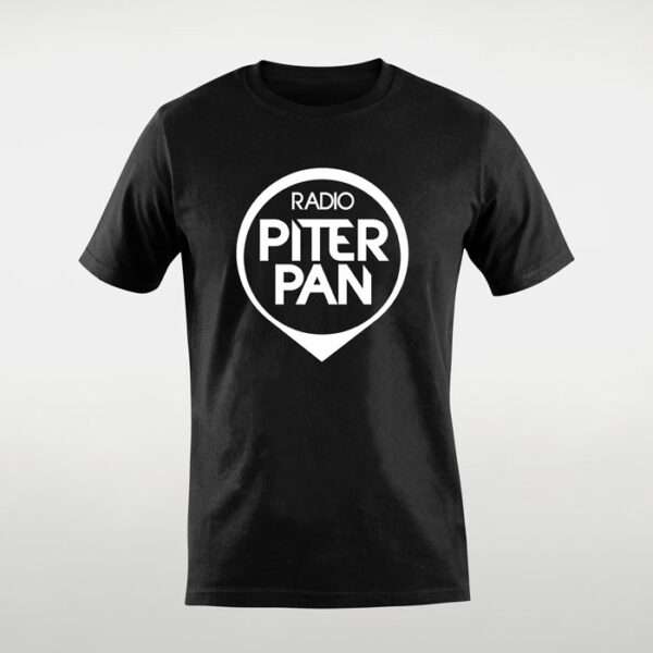 Radio Piterpan - T-shirt Nera Stampa Bianca