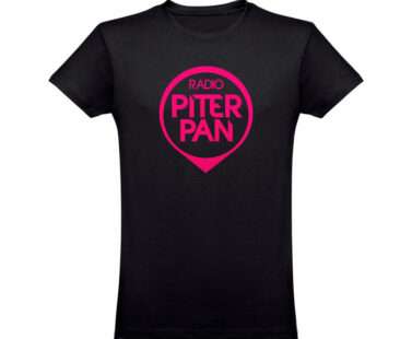 Radio Piterpan - T-shirt nera con logo fucsia