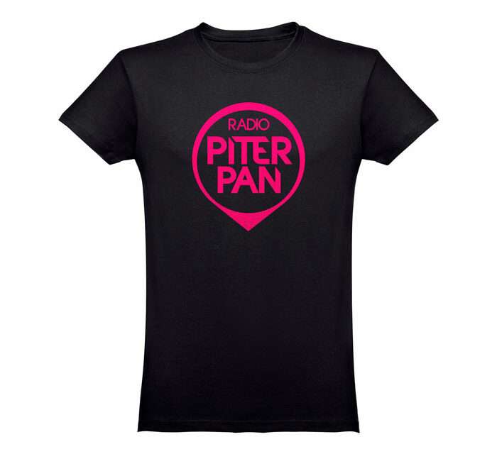 Radio Piterpan - T-shirt nera con logo fucsia