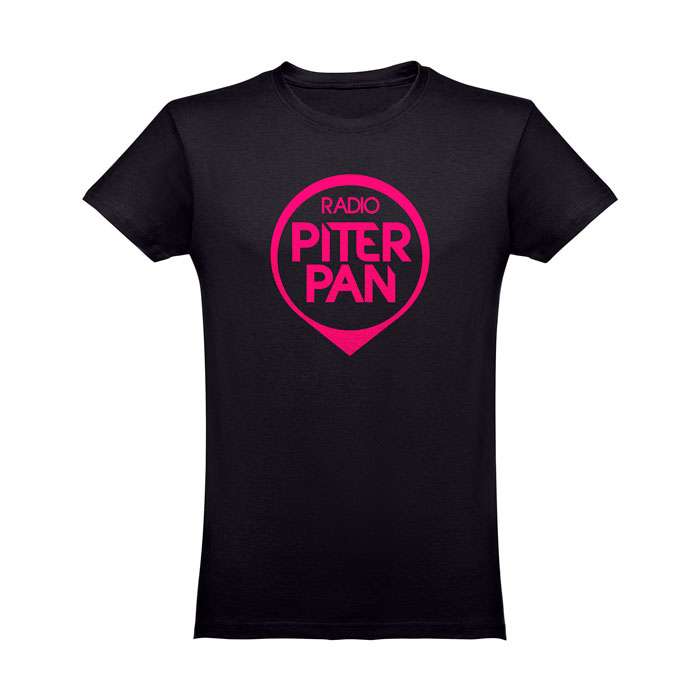 Radio Piterpan - T-shirt nera con logo fucsia