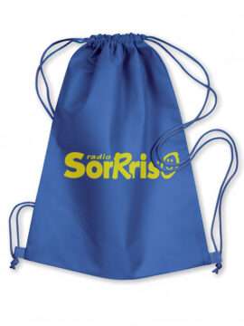 Zainetto blu con logo Radio Sorrriso in giallo