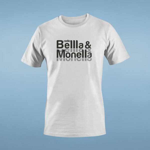 Radio Bellla & Monella - T-shirt bianca con logo nero ombra
