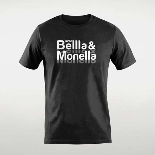 Radio Bellla & Monella - T-shirt nera con logo bianco ombra
