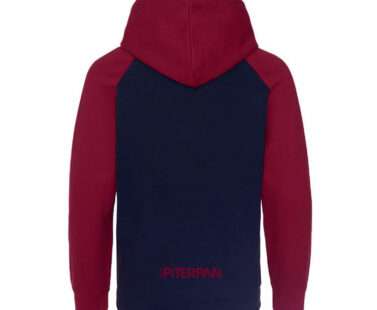 Felpa con cappuccio bicolore Blu e Bordeaux di Radio Piterpan vista retro