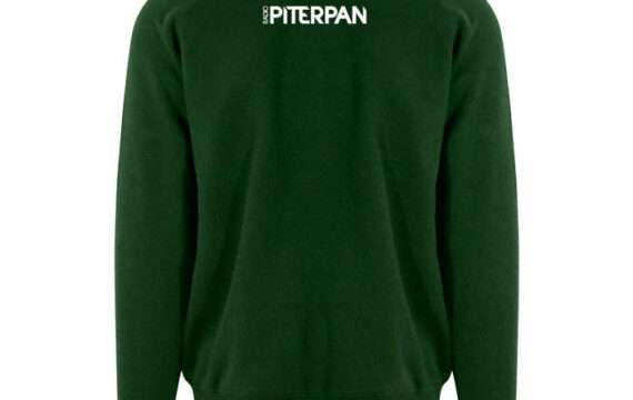 Felpa verde con logo bianco di Radio Piterpan vista retro