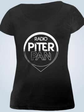 T-shirt Nera Logo Bianco - Radio Piterpan