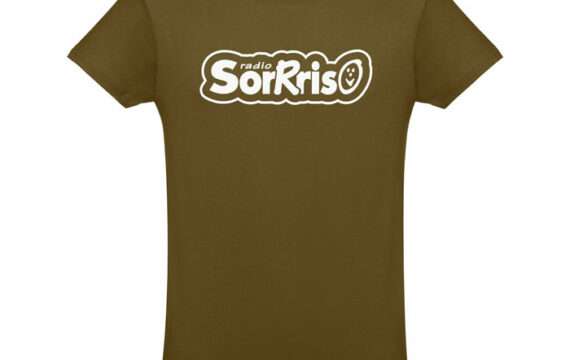 T-shirt verde militare unisex con logo di Radio Sorrriso in bianco