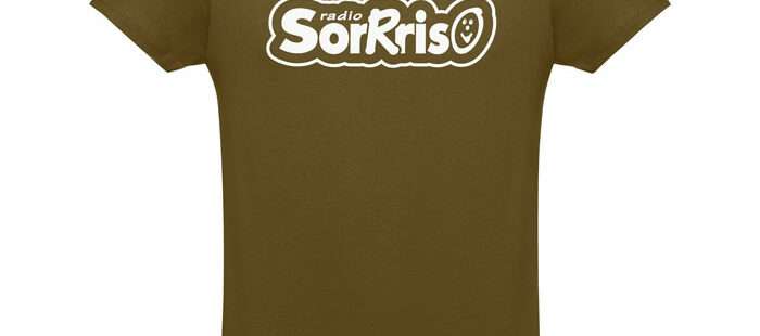 T-shirt verde militare unisex con logo di Radio Sorrriso in bianco