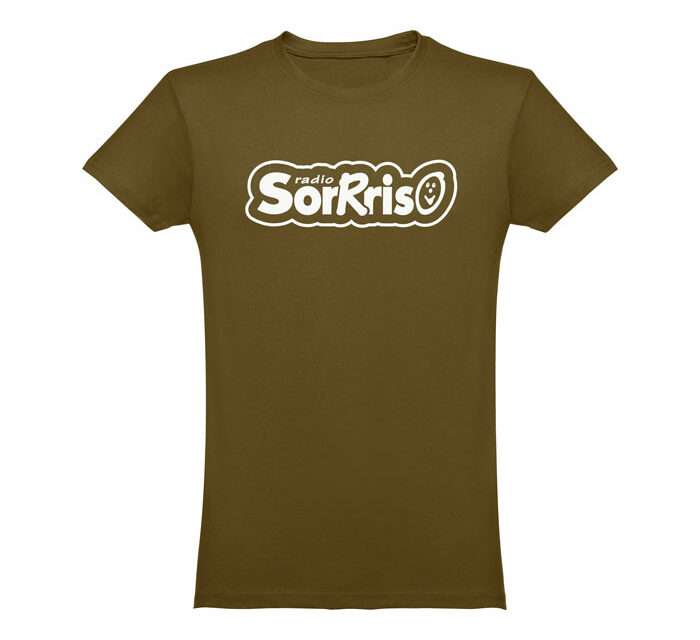 T-shirt verde militare unisex con logo di Radio Sorrriso in bianco