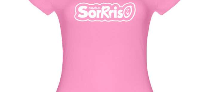 T-shirt rosa donna con logo di Radio Sorrriso in bianco
