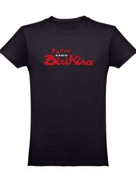 T-shirt nera unisex con grafica Popup di Radio Birikina